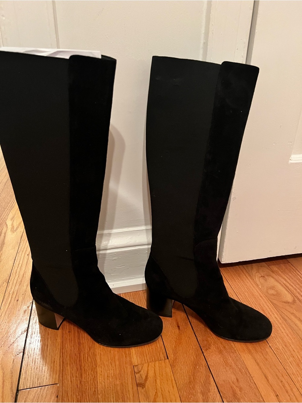 Classic Black Knee-High Block Heel Boots